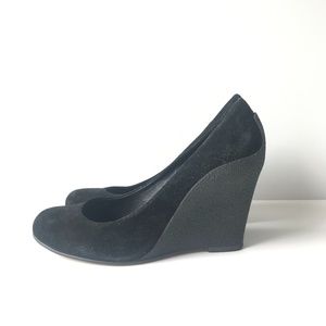 Michael Kors Black Suede Wedge Shoes Size 6